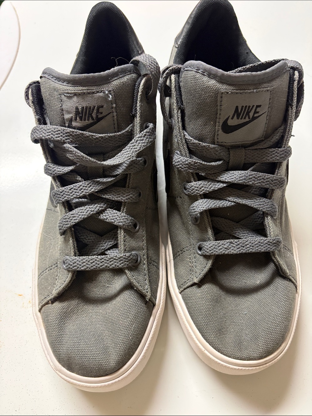 Nike Men's Gray Canvas Low-Top Sneakers with White Sole